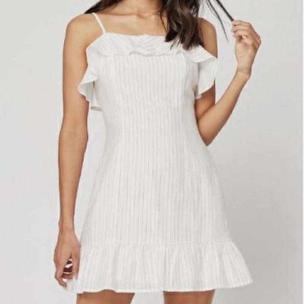 Anthropologie White Ruffle Mini Dress